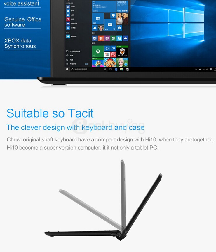 CHUWI Hi10 10 inch Intel Cherry Trail Z8300 Dual OS Windows10 + Android 5.1 4GB/64GB 2in1 Tablet Quad Core 1.84GHz IPS 1920*1200 - Black