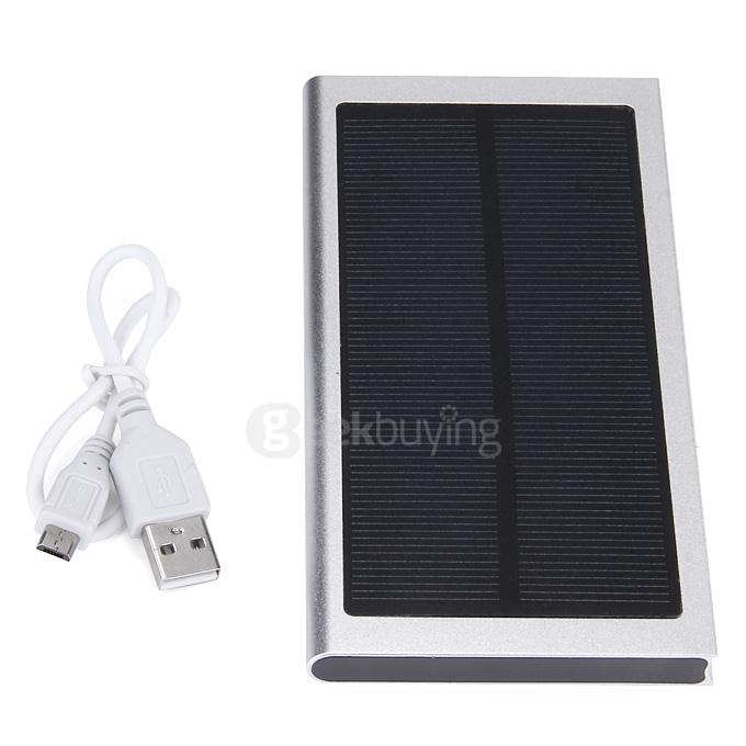 12000mAh Dual USB Solar Panel Power Bank External Backup Battery Portable Charger - Silver
