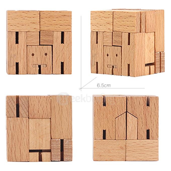 Iron Man Robot Wood Cube Puzzle Magic Cube Wooden Folding Educational Toy - Wooden