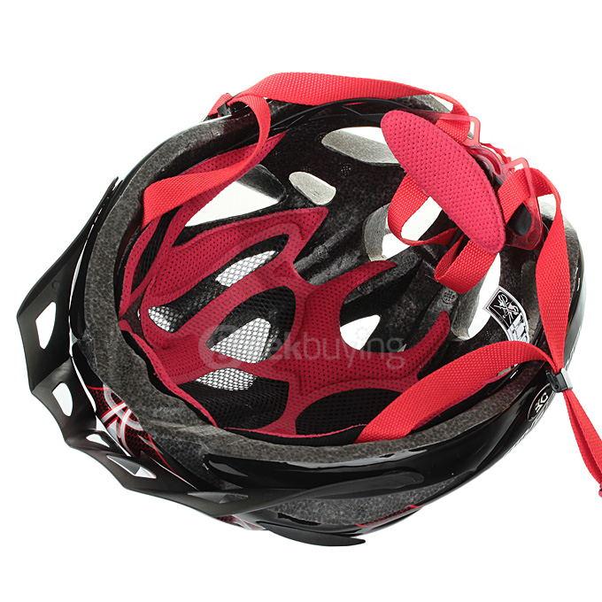 BaseCamp Ultra-light Adjustable Bike Bicycle Helmet with Flash Light - Black + White + Red