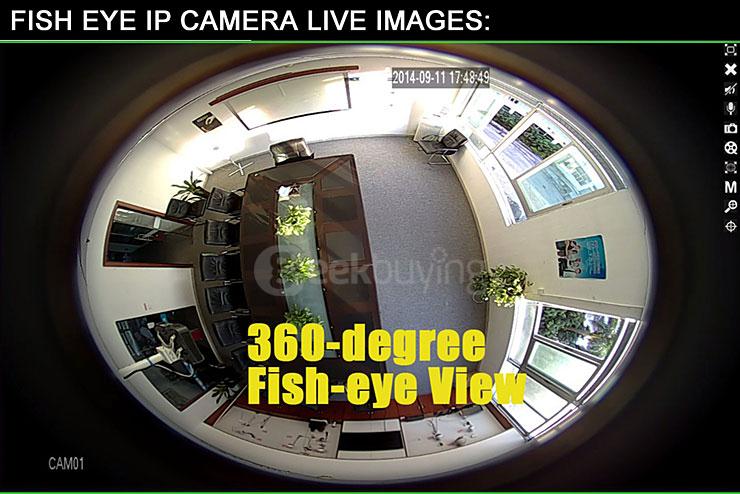 Escam Panarama QP130 3D 1.3MP Fish Eye 1280*1024 H.264 Onvif P2P Day/Night Network IP Camera - EU Plug