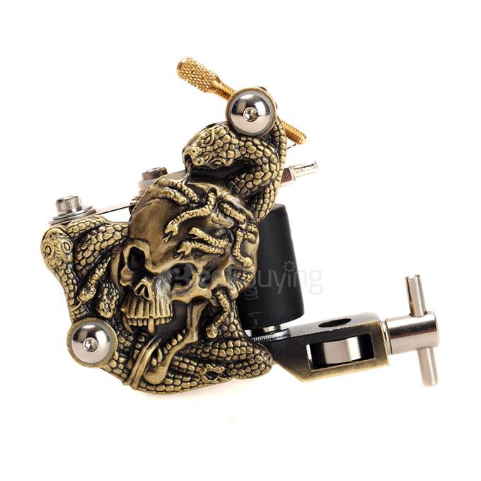 K200 Skull Casting Tattoo Machine High Stability Tattoo Machine 10 Warps Coils 7000-9000 R/Minute - Bronze