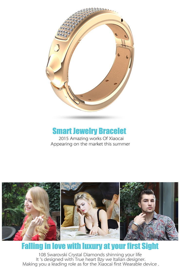 XiaoCai G1 Galant Bluetooth Smart Jewelry Bracelet Health Wristband BT4.0 with 108 SWAROVSKI Diamonds for Android iOS