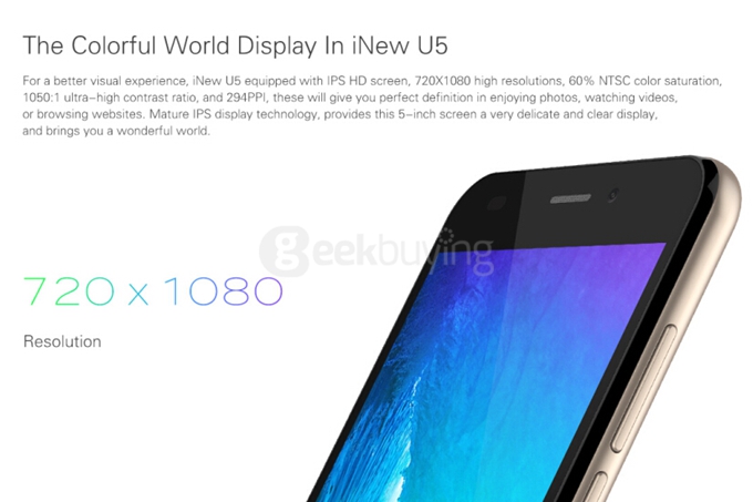 iNew U5 5.0inch IPS 1280x720 4G FDD-LTE Android 5.1 1GB RAM 16GB ROM Smartphone MT6735 Quad Core 8.0MP 2.0MP - Gray