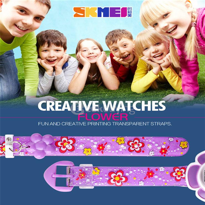 SKMEI 1144 Fashion Cute Flower-shaped Children Electronic Watch - Purple