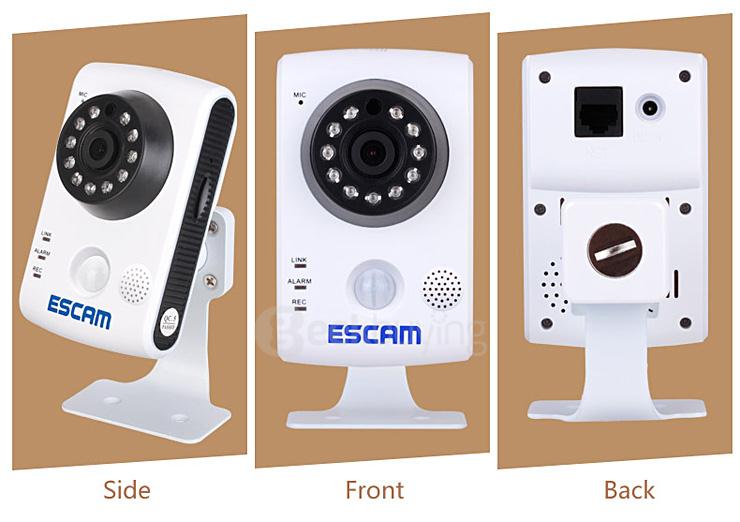 ESCAM QF502 P2P HD Smart Wifi IP Camera with 2.8mm Fixed Lens IR Surveillance Camera with Dual IR-CUT Filter - UK Plug