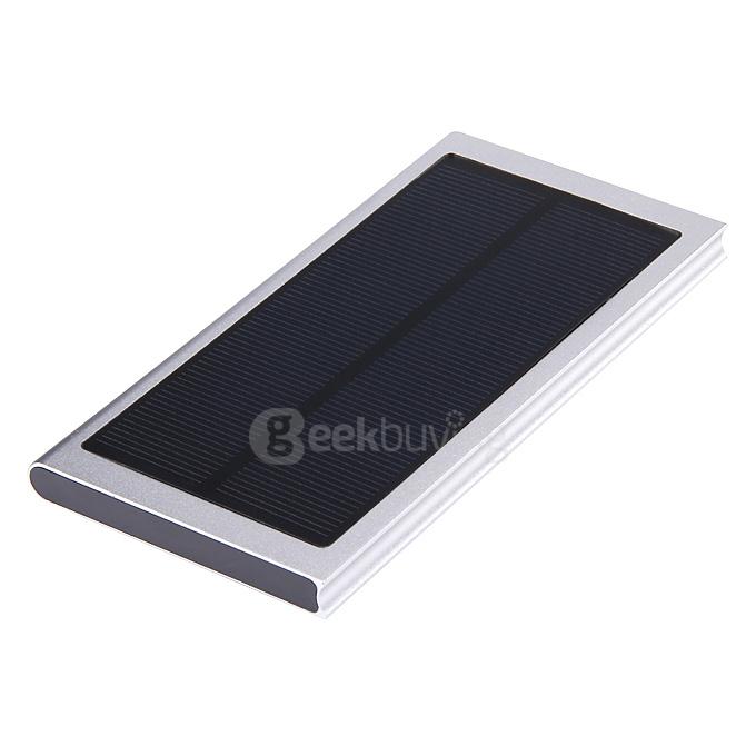 12000mAh Dual USB Solar Panel Power Bank External Backup Battery Portable Charger - Silver