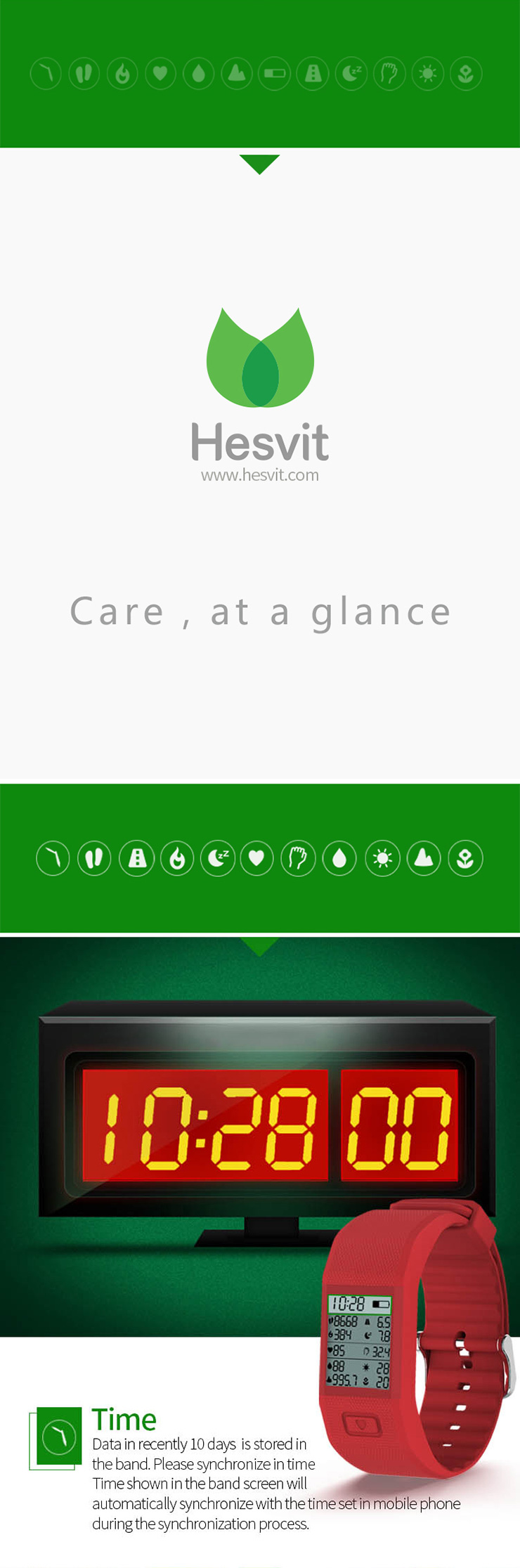 Hesvit S3 BT4.0 Smart Bracelet Watch with Fitness Tracker Automatic Activity Tracker for Andriod iOS - Red