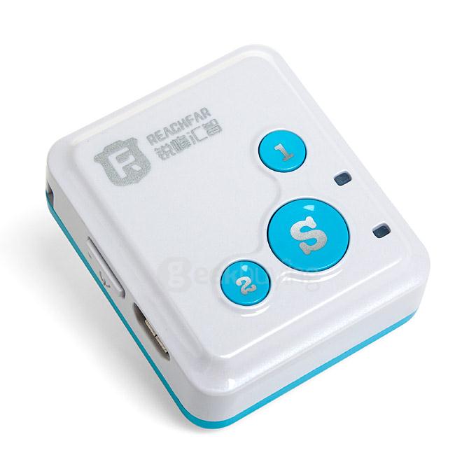 REAGHFAR RF-V16 Mini Personal Locator GPS Real Time Tracker SOS Communicator - White + Blue