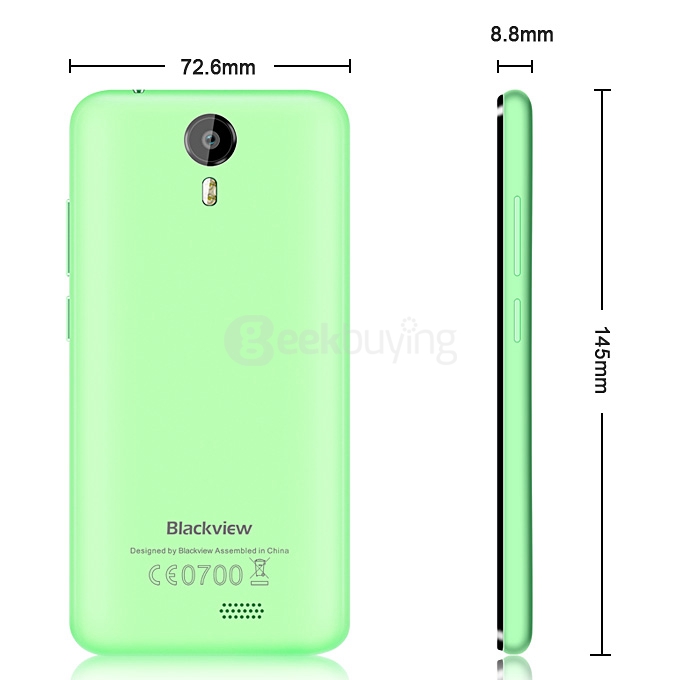 Blackview bv2000 5.0inch Android 5.1 OS 1GB RAM 8GB ROM Smartphone 64bit MT6735P Quad Core 1.0GHz IPS HD Miracast -Green