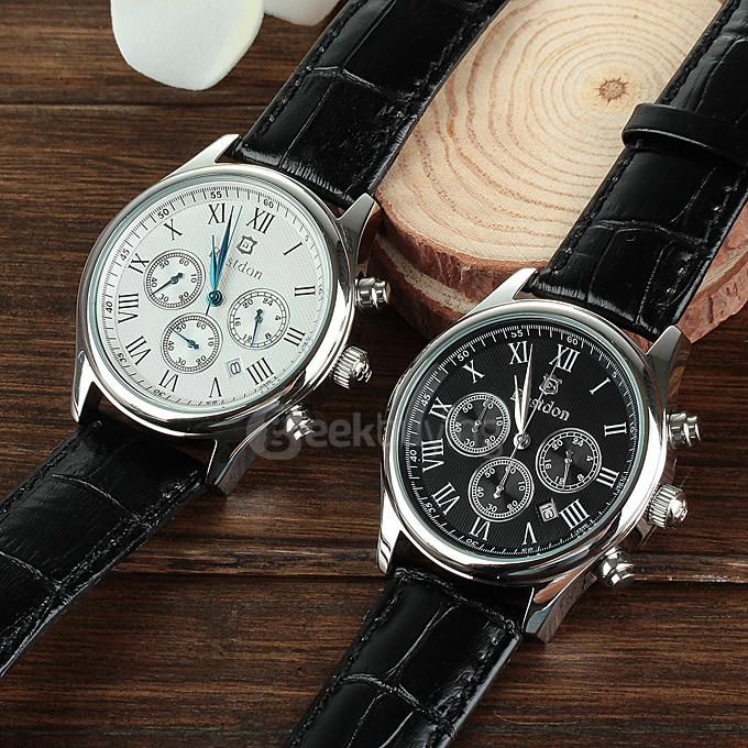 BESTDON BD9917G Men's Waterproof Watch Roman Numerals Quartz Watch with Leather Strap / Calendar / Three Small Dials