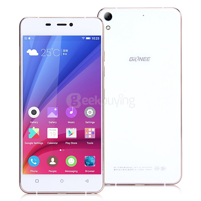 GIONEE S5.1 PRO 5.0inch 4G Android 5.1 2GB 16GB Smartphone MTK6753 64bit Octa Core 1.3GHz 13MP+8MP Fast Charge - White