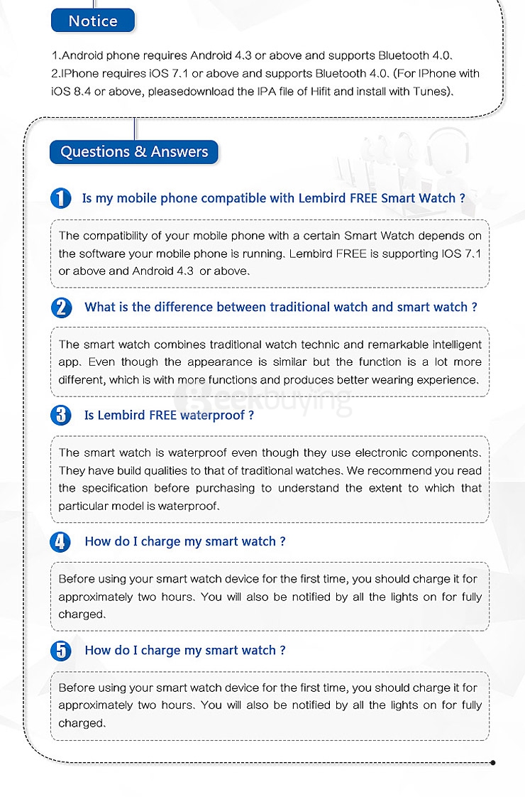 Lembird Free O2 Bluetooth 4.0 Smart Watch with Sapphire Crystal Dial/ 12 LED Lights/ Imported 751 Movt/ Fitness Sports Tracker/ Diet Management - Black