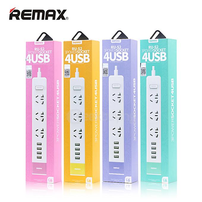Original REMAX Youth Edition 4 USB US Charger Strip Socket with 180cm Power Cord for Cellphone Tablet - Purple