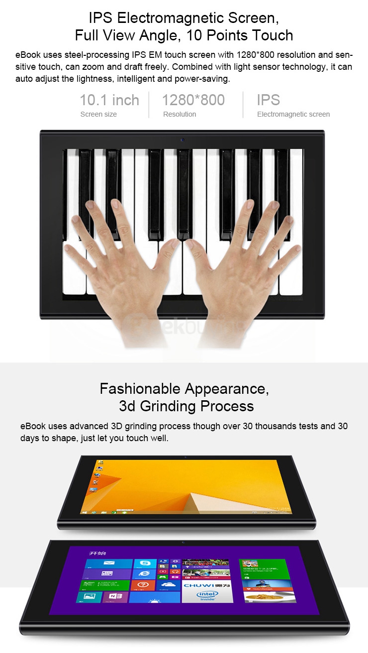 Chuwi eBook Stylus Tablet 10.1 inch Windows8.1 2GB/32GB Intel Z3736F Quad Core 2.16GHz IPS 1280*800 + HanWang ES4 Touchpen - Black