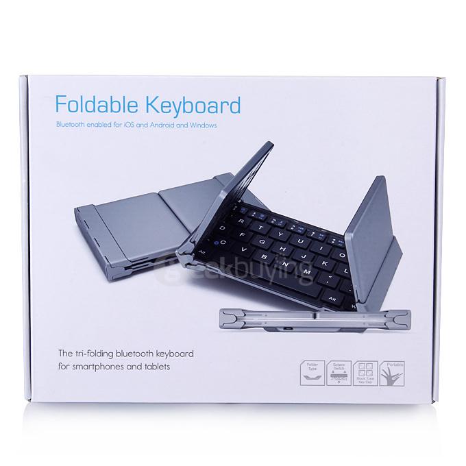 Universal Folding Mini Bluetooth 3.0 Keyboard with Metal Protective Case for Android Windows iOS Smartphones Tablets - Silver+Black