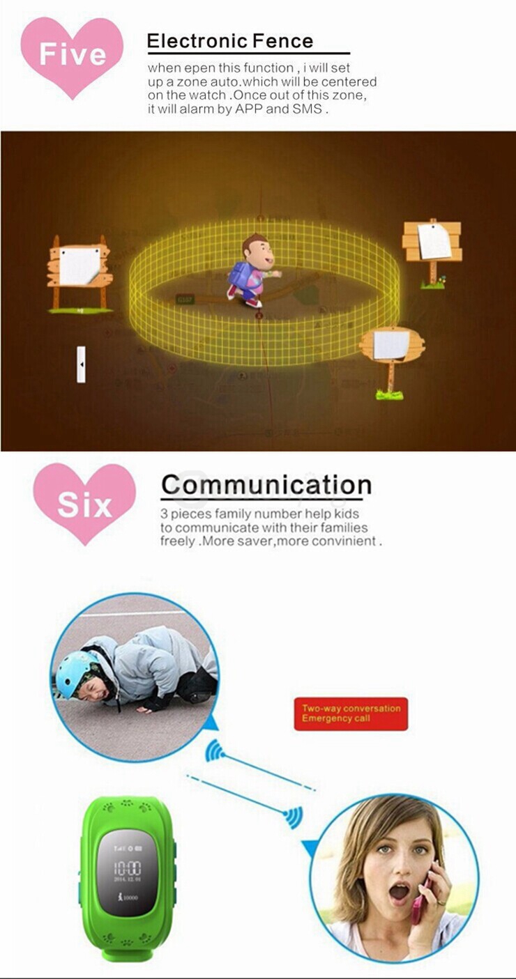 W5 Bluetooth 4.0 GSM Phone GPS/AGPS/ LBS Smart Positioning Watch Anti Lost Alarm Electronic Fence For Children - Pink