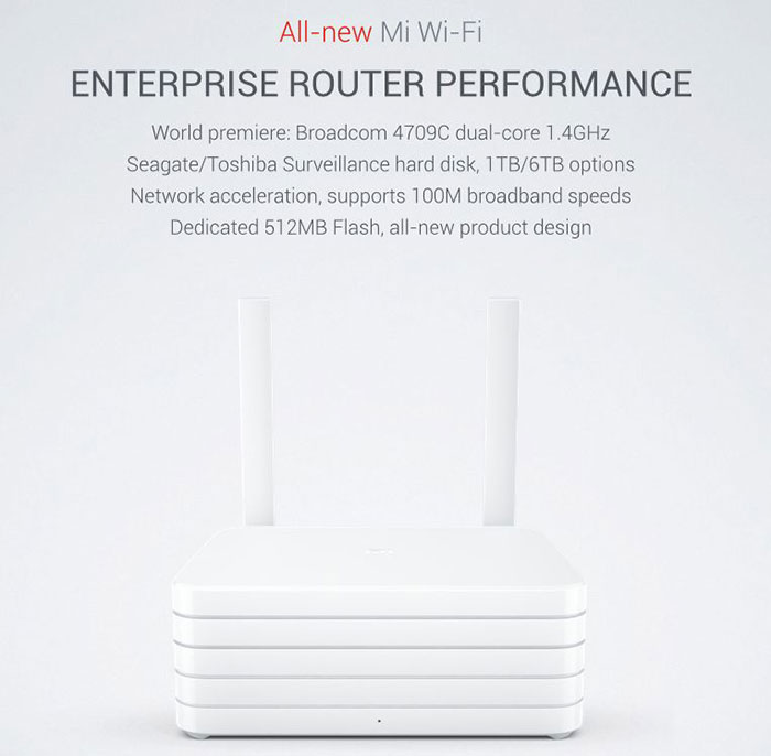 Original Xiaomi Mi Wifi Router Dual Bands Gigabit WiFi Wireless Router Bulit-in 1TB Mobile Hard Disk - White