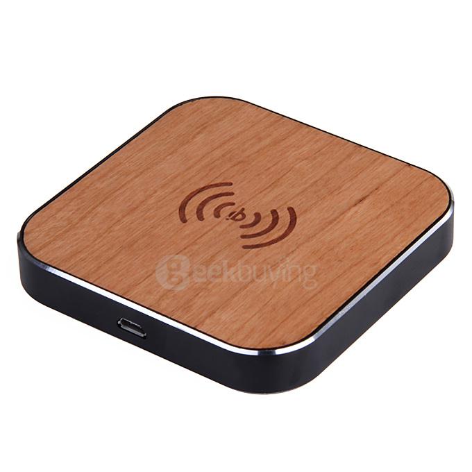 Original Portable QI Wooden Charging Stand Charging Pad Wireless Charger - Black