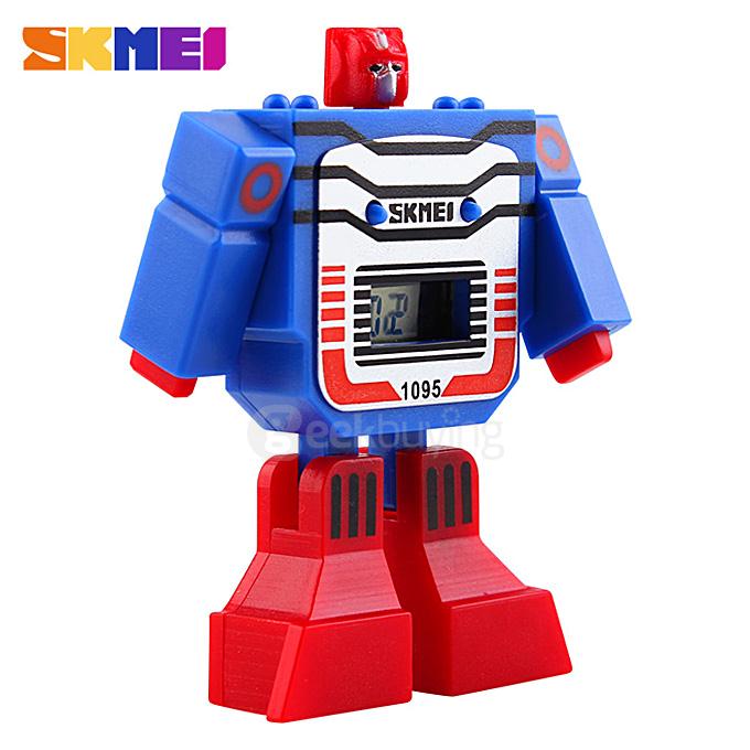SKMEI 1095 Detachable Transformers Cartoon Robot Toys Watch LED Digital Children Kids Sports Electronic Watch - Blue