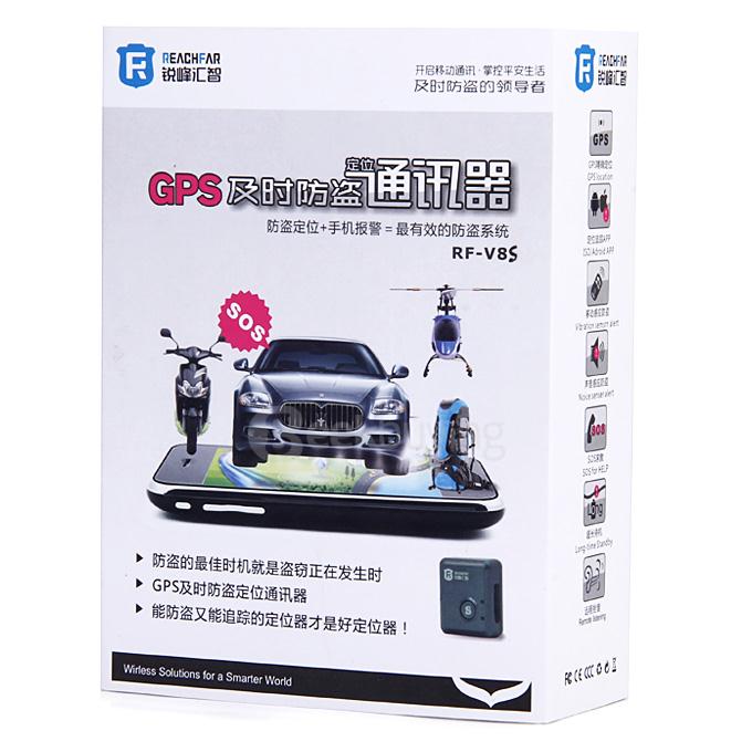 REAGHFAR RF-V8S Mini Real-time GPS GSM GPRS Tracker GPS Locator SOS Communicator - Grey