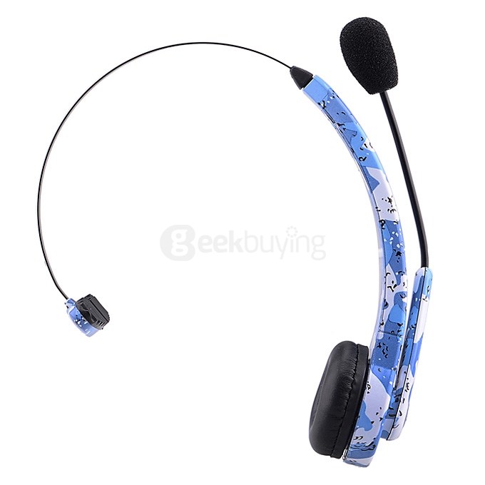 BTH-068 EU Plug Wireless USB Bluetooth Headphones Music Gaming Headset with Microphone for PS3 - Black + Blue