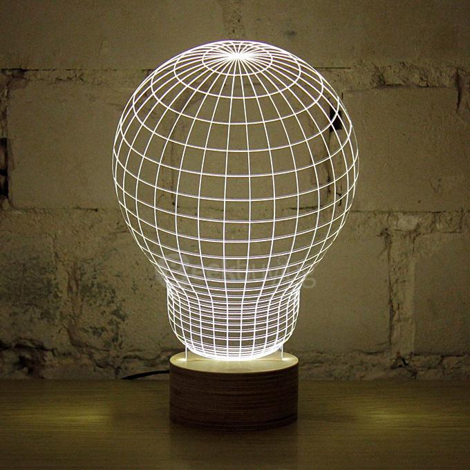 Light Bulb 3D Cartoon USB Mood LED Lamp Creative Atmosphere Table Lamp Night Light - Warm White