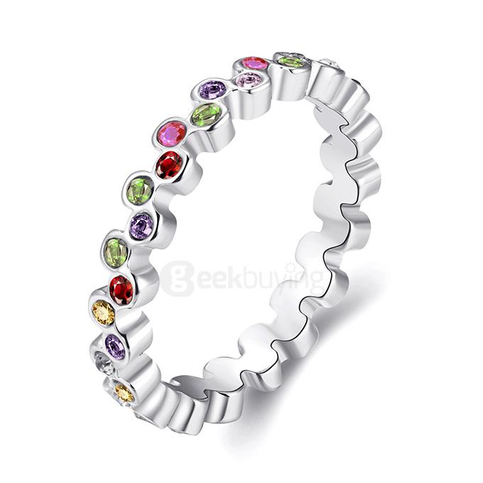 AKR043-B-7 Size 7 Platinum Plated Zircon Diamond Ring