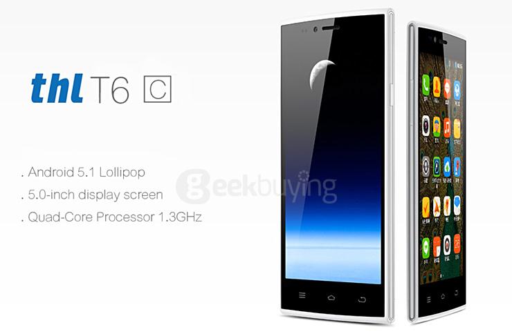 THL T6C 5.0inch Android 5.1 3G SmartPhone MTK6580 Quad Core 1.3GHz 854x480 1GB RAM 8GB ROM 5.0MP Camera - White