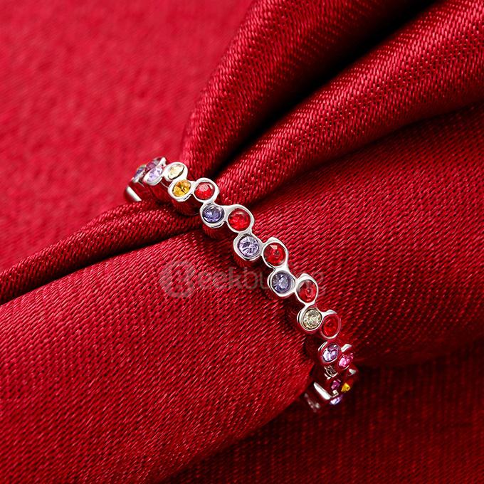 AKR043-B-7 Size 7 Platinum Plated Zircon Diamond Ring