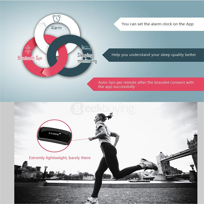 TRASENSE TS-H07 Bluetooth 4.0 Smartband Touch Screen IP67 Activity Fitness Tracker Call Reminder Alarm Clock Smart Bracelet for Android iOS - Rose