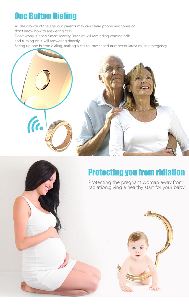 XiaoCai G1 Galant Bluetooth Smart Jewelry Bracelet Health Wristband BT4.0 with 108 SWAROVSKI Diamonds for Android iOS