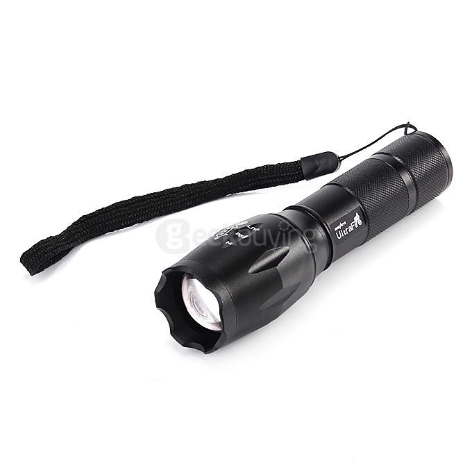 E-SMART Mini Stretch Zooming Cree XML-T6 900lm 3-Mode White Tactical Flashlight - Black