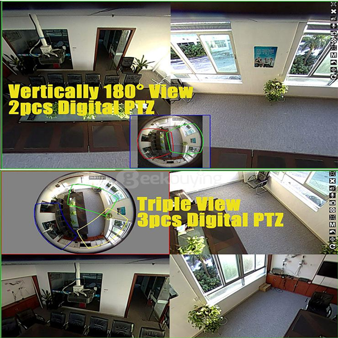 Escam Panarama QP130 3D 1.3MP Fish Eye 1280*1024 H.264 Onvif P2P Day/Night Network IP Camera - EU Plug