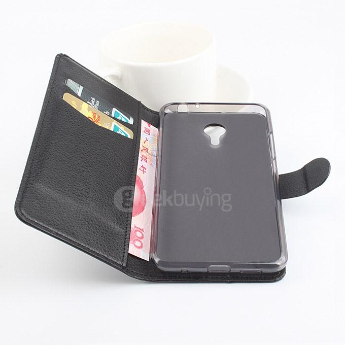 LingMao Litchi Peel Texture Protective Hard Cover Flip Stand Leather Case /Card Slots MEIZU Metal - Black