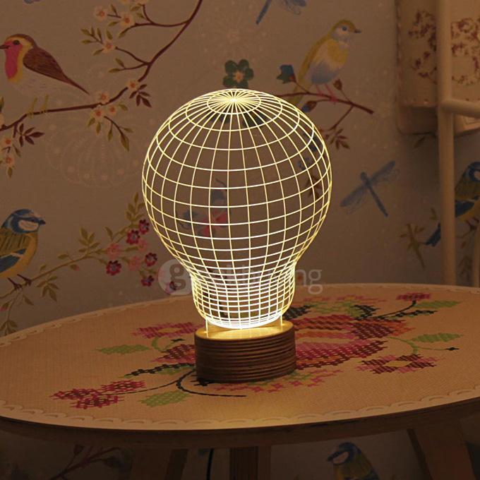 Light Bulb 3D Cartoon USB Mood LED Lamp Creative Atmosphere Table Lamp Night Light - Warm White