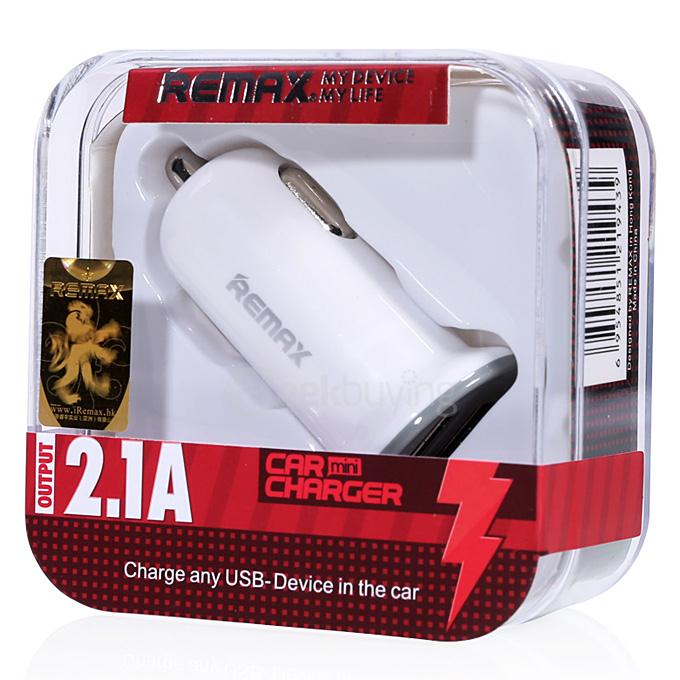 REMAX Mini 2.1A Dual USB Port Car Charger Universal Car Charger Adapter for Phone Tablet - White