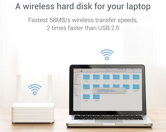 Original Xiaomi Mi Wifi Router Dual Bands Gigabit WiFi Wireless Router Bulit-in 1TB Mobile Hard Disk - White