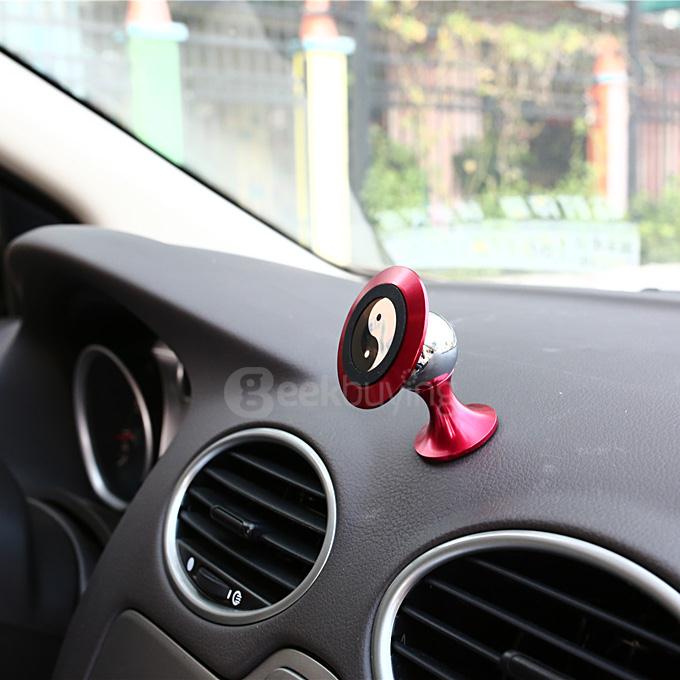 SX-008 360 Degrees Rotating Vehicle General Magnetic Phone Mount Holder for iPhone Samsung HTC Sony - Red+Silver