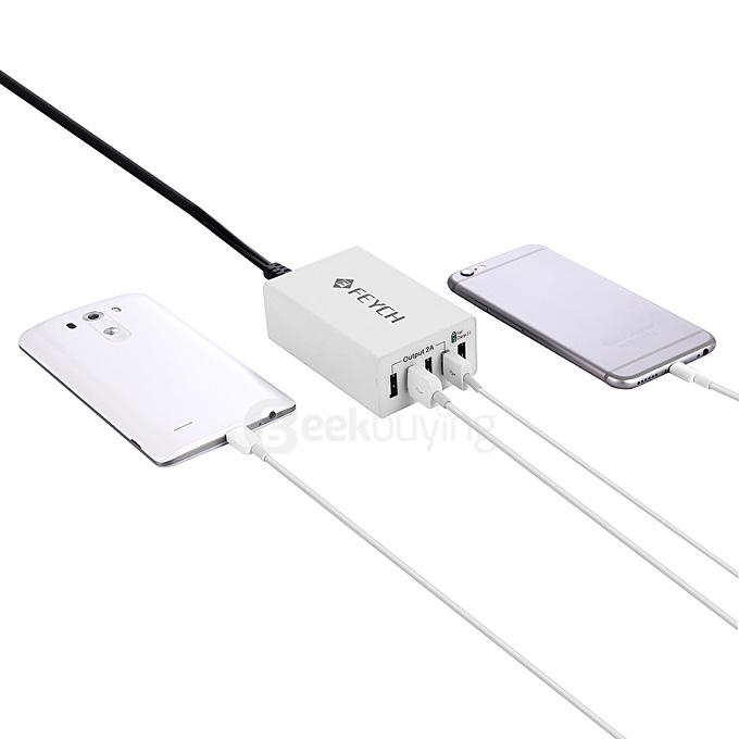 FETCH Quick Charge 2.0 50W 5Ports USB Charger Power Adapter for Smartphones - White