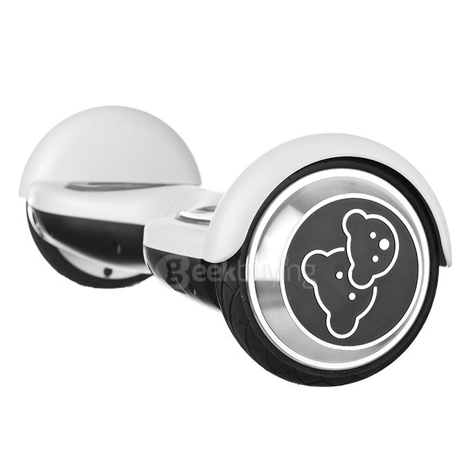 Dual Wheels Children Contents Self Balancing Electric Scooter Drifting Board with 7 In 1 Protective Gear - White