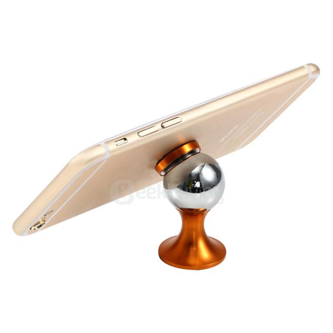 Universal SX-005 360 Degrees Rotating Vehicle General Magnetic Phone Mount Holder for iPhone Samsung - Gold+Silver
