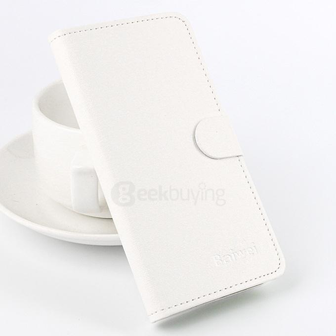 Contrast Color Protective Hard Cover Flip Stand Leather Case for OnePlus X Smartphone - White