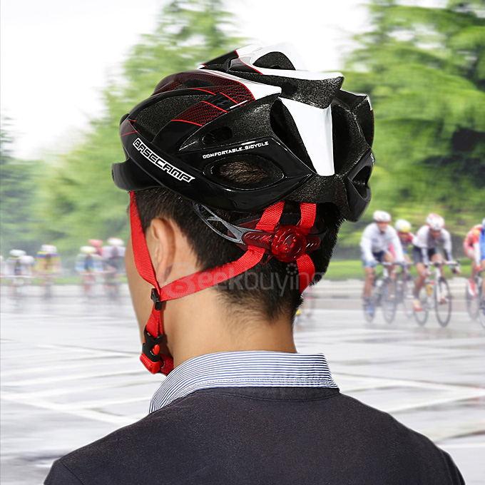 BaseCamp Ultra-light Adjustable Bike Bicycle Helmet with Flash Light - Black + White + Red