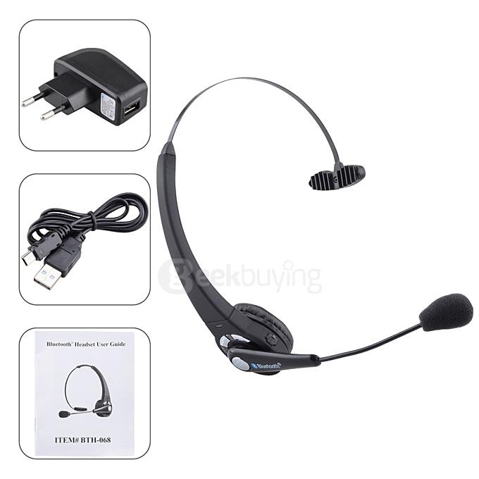 BTH-068 EU Plug USB Bluetooth Headphones Handsfree Music Gaming Headset for PS3 - Black