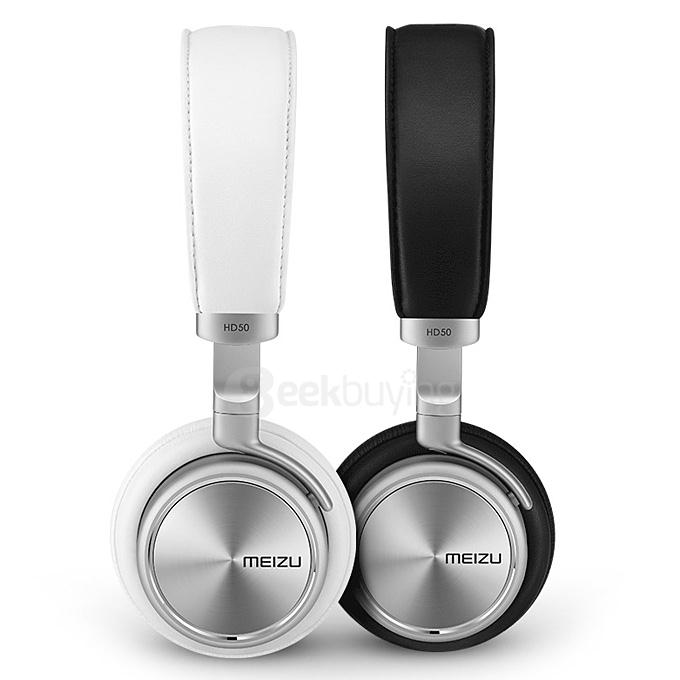 Original Meizu HD50 Hi-Fi On-Ear Headphones With Microphone Stereo Bass Wired Headset Aluminium Alloy Shell - Black