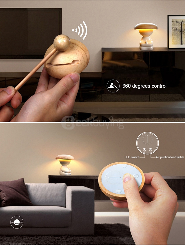 Ikkyu Air Purifier Wireless Remote Control LED Night Light Intelligent Sensor Table Lamp - Warm white