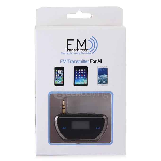 3.5mm Car Wireless FM Transmitter Play Music on FM Radio For iPhone 4S 5S 6 iPod Touch 2IMU Samsung Galaxy S6 - Black