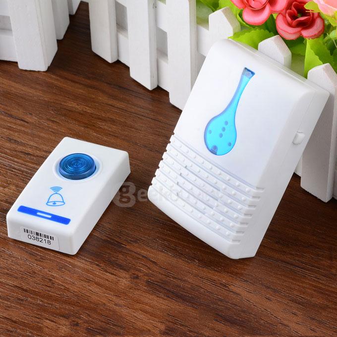 501D 32-Melody Wireless Remote Control Transmitter + Receiver Doorbell Set - White + Blue