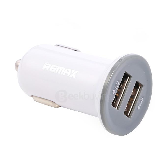 REMAX Mini 2.1A Dual USB Port Car Charger Universal Car Charger Adapter for Phone Tablet - White